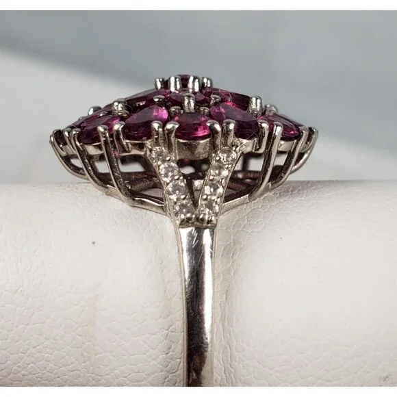 DJoy Signed 925 Sterling Silver Purplish Pink Rhodolite Garnet Ring Size 8.25 - Picture 10 of 16